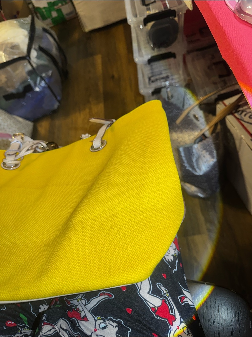 Michael Kors Mustard Canvas Tote with Tan Leather Straps - Picture 10 of 13